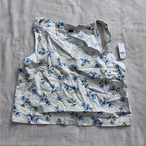 Old Navy Blue and White Floral Tank Top